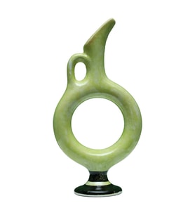 e38 EL İŞÇİLİĞİ HALKALI ÇİNİ VAZO 30*15 cm - 6426 (Beyaz)