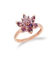 Gümüş Mor Lotus Çiçeği Yüzük - Y023301
