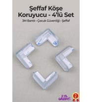 4'lü Mobilya Köşe Koruyucu Çocuk Güvenliği İçin Şeffaf Koruma Seti