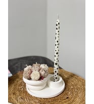Leopar Desenli Şamdan Detaylı Soft Mum Seti Solmayan Mini Gü ller