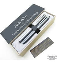 Scrikss İsme Özel Kalem Seti - Gri Krom Roller Kalem + Touch Tükenmez Set (Karışık)