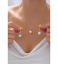 İnci Gümüş Kolye Ve Küpe Seti 925 Ayar Gümüş Set