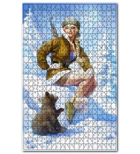 Cakapuzzle Karlar İçinde Seksi Rus Askeri ve Yavru Ayı Puzzle Yapboz MDF (Ahşap) (120 Parça)