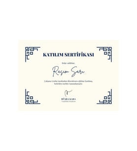 Lacivert Diploma Katılım Sertifikası