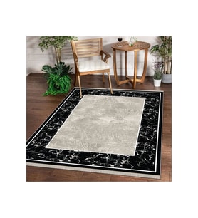 Dijidekor Halı Siyah Cool K0560 Yıkanabilir Saçaklı Kesme İnce Yolluk Kilim Salon Halısı Modelleri