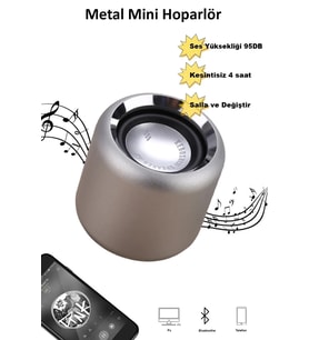 Ahandabuldum Sallama özelliği ile şarkı değiştirme  Taşınabilir Kablosuz Bluetooth Hoparlör Gümüş (Gümüş Gri)