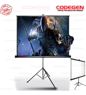 Codegen TX-24 TRIPOD PROJEKSİYON PERDESİ 240X200 (Arkası Siyah Fonlu - Taşınabilir Ayaklı Model)(192