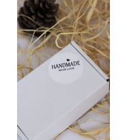 Hand Made With Love Yazılı Beyaz 40 mm Yuvarlak Yapışkanlı Sticker Etiket 120 Adet