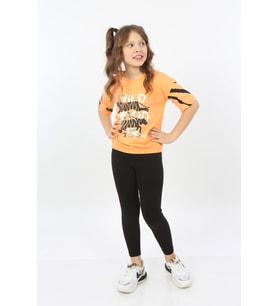 Toontoy Kız Çocuk Wild Wood Girl Baskılı Tişört (Oranj)