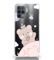 Oppo Reno 5 Lite Uyumlu Tatlı Ayıcık Desenli Şeffaf Telefon Kılıfı