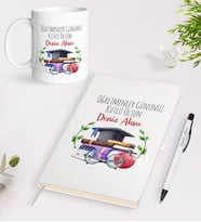 BK Gift Kişiye Özel Öğretmenler Günü Tasarımlı Beyaz Defter Kalem Kupa Seti - 3