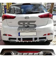 Hyundai i20 Difüzör Arka Tampon Eki 2 Egzoz Çıkışlı Gri Reflektörlü