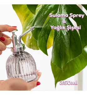 Perotti 15731 Gri Vintage Cam Çiçek Sulama Şişesi 250 mL Sprey Şişe