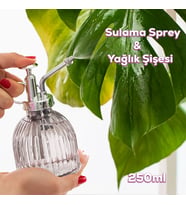 Perotti 15731 Gri Vintage Cam Çiçek Sulama Şişesi 250 mL Sprey Şişe