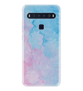 TCL 10L 10 Plus 10SE 20E 20SE 30SE L7 Kılıf Desemli Silikon Pink Blue Abstract 1385
