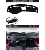 Honda Civic 1994-2000 Için Uygun Torpido Koruma Halısı Siyah Kenar Renk Siyah