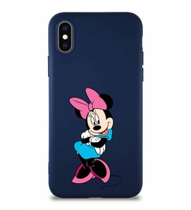 Apple iPhone XS Soft Premier Kapak Minnie Mouse-D Tasarımlı Silikon Kılıf - Lacivert (Şeffaf)