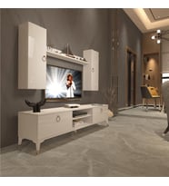 Decoraktiv Eko 7 Mdf Dvd Gold Tv Ünitesi Tv Sehpası (Beyaz)