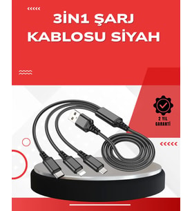 Dayanıklı Metal Başlıklı 3’ü 1 Arada Şarj Kablosu – Tüm Cihazlarla Uyumlu