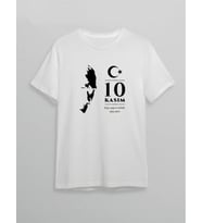 10 Kasım Atatürk Anma Günü Silüet Baskılı Oversize Bisiklet Yaka T-shirt - Beyaz