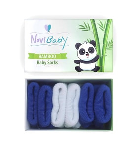 Novibaby 3'lü Bambu Yenidoğan Bebek Çorap I White Blue I 0-6 ay (Karışık)