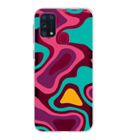 Samsung Galaxy M31 Kapak Renkli Desen Tasarımlı Şeffaf Silikon Kılıf