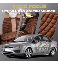Ford Focus 2 Kahverengi Renk Tay Tüyü Cepli & Terletmez Sırtlı Oto Koltuk Minder Seti - Koltuk Koruma Kılıfı (ÖN & ARKA TAM SET)
