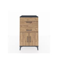 Hyperion Komodin Tek Raflı 2 Çekmeceli 2 Kapaklı 60x44x106 Antrasit-Çam