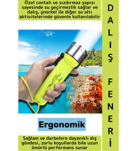 Ergonomik Balıkçı Kamp Fotoğrafçı Sızdırmaz Yüksek Lümenli Şık Süper Parlak LED Su Altı Dalış Feneri
