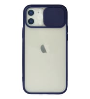 Newface Apple iPhone 12 Kılıf Palm Buzlu Kamera Sürgülü Silikon - Lacivert