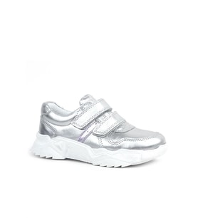 Rakerplus Hakiki Deri Gümüş Beyaz Tabanlı Kız Çocuk Sneakers Ayakkabı