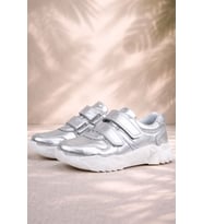 Rakerplus Hakiki Deri Gümüş Beyaz Tabanlı Kız Çocuk Sneakers Ayakkabı