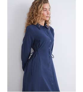 LCW Modest Lacivert Modal Karışımlı Gömlek Elbise