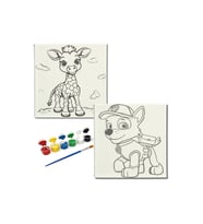 Okul Etkinliği-2'li Tuval Boyama Seti. 20x20 Cm Uv Baskı 6 Akrilik Boya 1 Fırça-model-392
