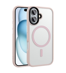 Apple iPhone 16 Plus Uyumlu Kılıf Mat Arka Yüzey Wireless Şarj Özellikli Zore Flet M-safe Kapak (Rose Gold Altın)