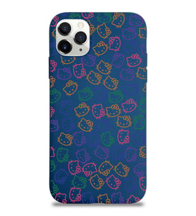 Apple iPhone 11 Pro Max Uyumlu Lansman Kılıf Hello Kitty Tasarımlı İçi Kadife Kapak-Lacivert (Şeffaf)
