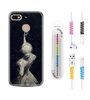 General Mobile GM8 Go GM9 GM20 Pro Plus Kılıf Kablo Koruma Spiral Silikon Star Woman 1332