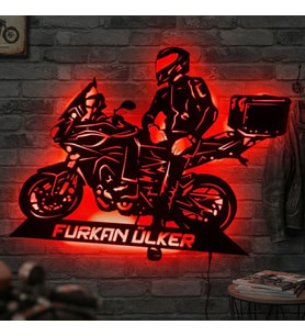 Kişiye veya Fotoğrafa Özel Led Işıklı Ahşap Hediyelik Motosiklet Tabloları, Dekor