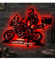 Kişiye veya Fotoğrafa Özel Led Işıklı Ahşap Hediyelik Motosiklet Tabloları, Dekor