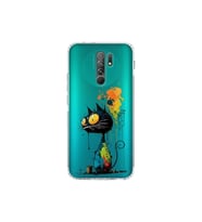 Redmi 9 ile Uyumlu Splash Kedi Tasarımlı Şeffaf Silikon Kılıf