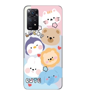 Redmi Note 12 Pro 4G Uyumlu Cute Animals Tasarımlı Şeffaf Telefon Kılıfı