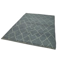Gri El Dokuma Salon Halısı Füme Tonlarında Yünlü Modern Geometrik Desenli İskandinav Stil