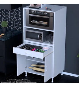 MODİLAYN BİRCE LİNA 70 x 162,4 x 48 cm 1 ÇEKMECE 2 KAPAK 4 RAF MİKRO DALGA MİNİ FIRIN DOLABI
