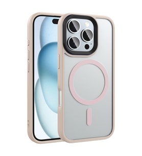 Lexroo iPhone 16 Pro Kılıf Mat Arka Yüzey Wireless Şarj Özellikli Flet M-safe Kılıf - Rose Gold