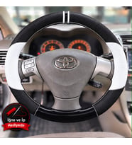 Toyota Corolla Fielder Dikme Direksiyon Kılıfı Delikli Deri Parlak Siyah Beyaz Detay Çift Yüzük ve Dikiş 2004-2006