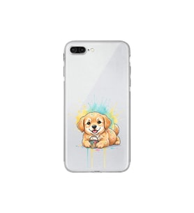 iPhone 7 Plus ile Uyumlu Splash Köpek Tasarımlı Şeffaf Silikon Kılıf