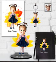 Kişiye Özel Kız Çocuk Karikatürlü  5 li Hediye Seti  Model-3