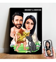 Karikatür Sevgili, Çift,Gelin Damat, Evli Tablo Hediye Model-6