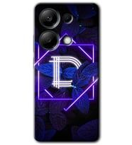 Poco M6 Pro Kılıf HD Desen Baskılı Kılıf - Dark Neon Yaprak D Harfi