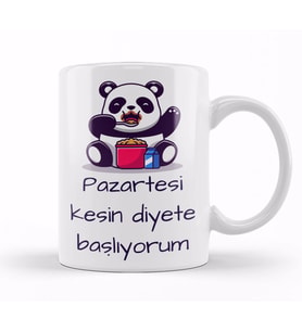 Pazartesi Kesin Diyete Başlıyorum Kupa Bardak Porselen